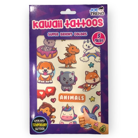 NEW - 4 JOE TREND Kawaii temporary tattoos - 1 ea Space, Treats, Sports, Animals - Picture 5 of 5